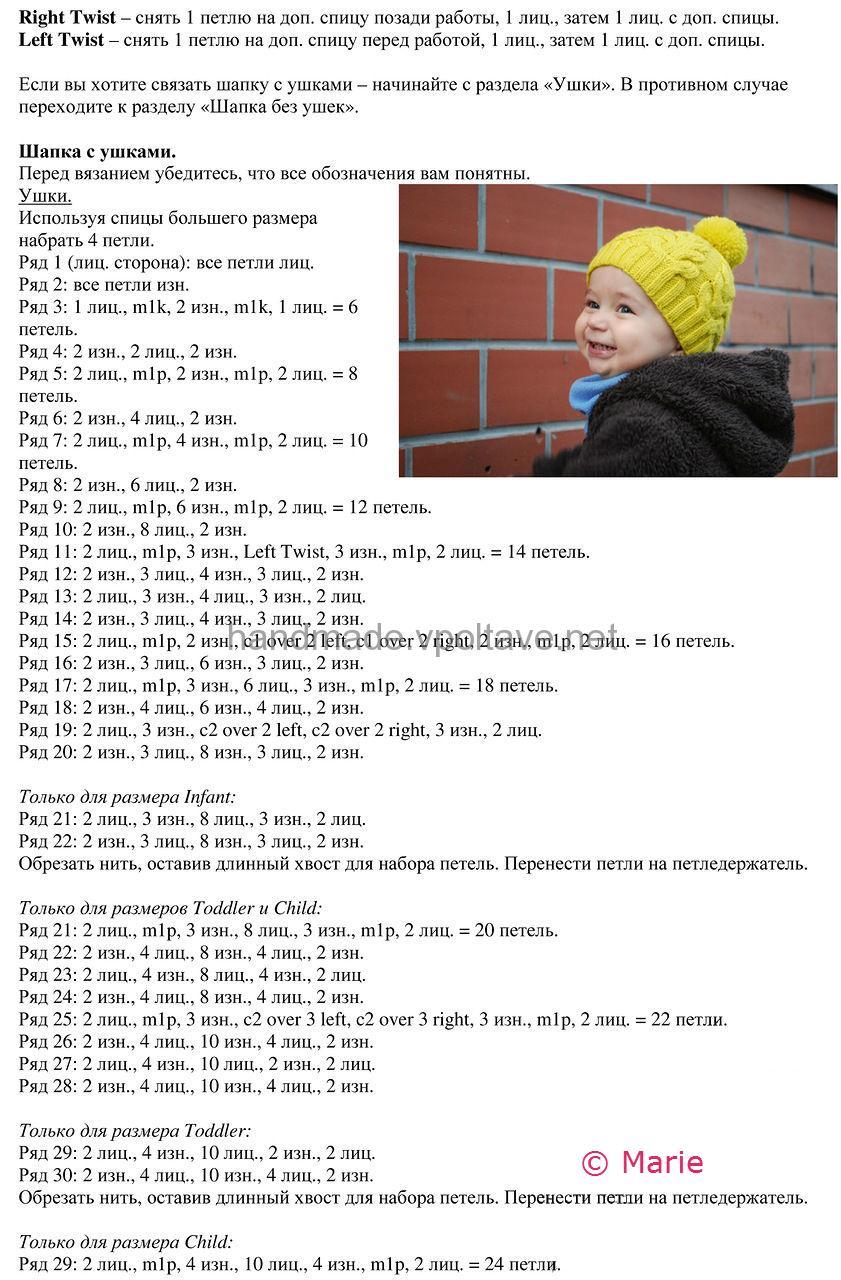 схема і опис стильної шапочка для Вашого чада