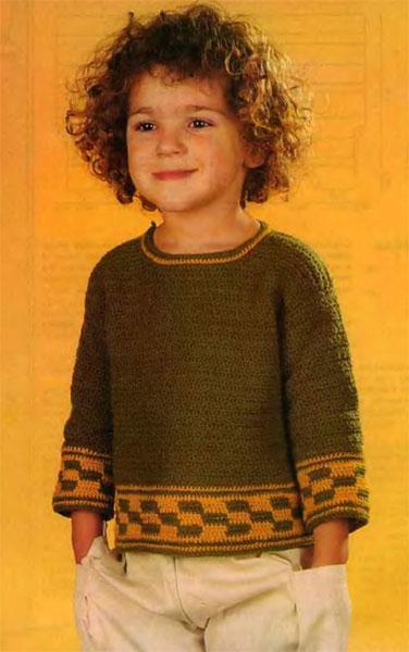 Пуловер с полосой из жаккарда